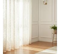 Atout Ciel Rideau Voilage Motif Feuilles, à œillets 140x240cm prêt à Poser, Beige