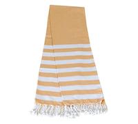 Atout Ciel Serviette de Plage, fouta rayée avec Franges 90 x 180 cm, Moutarde