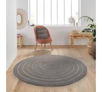 Atout Ciel Tapis Rond en Coton tressé, Effet Jute rayé, Gris, 120 cm