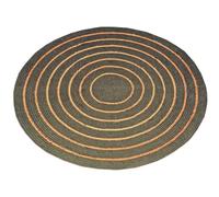 Atout Ciel Tapis Rond en Coton tressé, Effet Jute rayé, Kaki, 120 cm