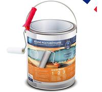 Atout Résines Résine polyuréthane MAT 2.5L mono- composant, incolore, vernis, vitrificateur, protection polyvalente, multi-usages et son rouleau adapté à la bonne application de la résine.