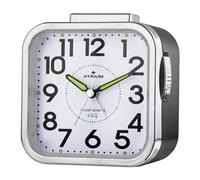 Atrium A530-7 Réveil analogique à quartz, sans tic-tac, alarme puissante, grands chiffres, noir