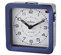 Atrium A660-5 Réveil radio-piloté analogique à quartz sans tic-tac avec lumière et répétition d'aiguilles lumineuses Bleu
