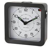 Atrium A660-7 Réveil radio-piloté analogique à quartz sans tic-tac avec lumière et snooze aiguilles lumineuses Noir