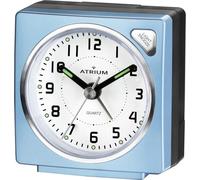 Atrium Petit réveil de voyage analogique à quartz sans tic-tac avec lumière et snooze Bleu clair A903-15