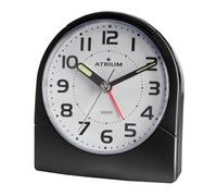Atrium Réveil classique à quartz analogique sans tic-tac avec lumière et aiguilles lumineuses Snooze Noir A218-7