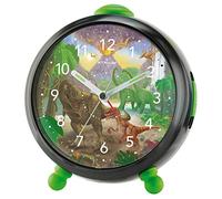 Atrium T-Rex Time A932-4 Réveil analogique à quartz pour enfant garçon Motif dinosaure Noir Vert Sans tic-tac Avec lumière et snooze