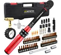 ATsafepro 61 Pièces 1/4" 1-25 Nm ynamométrique Vélo Set, Manometre Pression Pneu 11 Bar, Précision ±3%, Mécanisme 72 Dents Double Sens, Demonte Obus Valve, 40 Embouts, Allonge, Adaptateur pour VT
