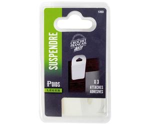 Attache adhésive - spéciale petits cadres - 4 x 0.15 x 5 cm - blanc - lot d