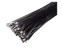 Attache Câblées Acier Inoxydable 10-100 pièces en acier inoxydable métal noir attaches de câble enduit verrouillage fermeture éclair-échappement multifonctionnel 4.6mm(100PCS,4.6x500mm)