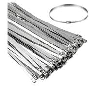 Attache Câblées Acier Inoxydable Attaches de câble en acier inoxydable, polyvalentes, robustes, autobloquantes, fermeture éclair métal, sangle d'anneau fixation 4.6mm large(4.6x150mm,200PCS)