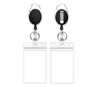 Attache De Badge Avec Clips, Bobine De Badge Rétractable, Mousqueton Porte-Cartes Pour Carte D'identité Porte-Badge De Clé 2 Pièces