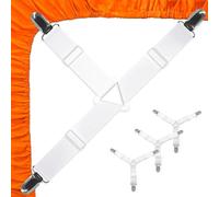 Attache Drap Housse, 4 Tendeur Drap Housse Réglable avec Pinces Métalliques | Sangle Drap Housse Élastique, Fixation Drap Housse, pour Housse de Matelas, Couette, Couverture, Coussins de Canapé