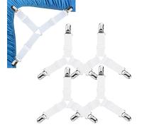 Attache Drap Housse Triangle Attache,Matelas Élastique Tendeur de Draps,Réglable Élastiques Triangle Sangles de Soutient,Sangles de Fixation Triangulaires Réglables 4 Pièces Blanc Tokaneit