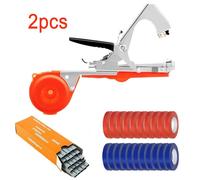 Attache-plante - Appareil manuel pour poser du papier peint, pistolet d'attache - Pour tomates, concombres, vignes, arbres fruitiers - Acier inoxydable + ABS - Lot de 2 - Rouge