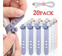 Attaches de câble réutilisables en silicone, sangles de support de fil, clips à fermeture éclair, enveloppes en caoutchouc Keeperwinder, EvaluManagement, 20 pièces, 12 pièces, 4 pièces Gray-4PCS