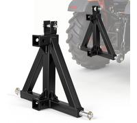 Attelage 3 points - Adaptateur pour barres d'attelage de tracteur - Fixation de 5,08 cm - Catégorie 1 - Attelage rapide - Pour tracteurs compacts - Noir
