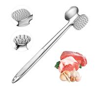 Attendrisseur de Viande INOX Professionnel, Marteau à Viande Double Face avec Poignée Antidérapante 24.5 cm Acier Inoxydable pour Le Steak, l'escalope Viennoise, Les Côtelettes, Le Porc, Le Poulet