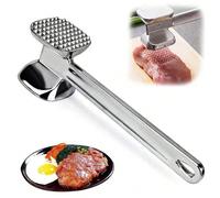 Attendrisseur de viande, maillet à steak en acier inoxydable, ustensile de cuisine, double face robuste, pour attendrir le bœuf Taille UniqueAluminium