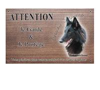 Attention chien de garde personnalisée chien groenendael - pré percée et vis livrées. De 30 cm à 15 cm…