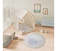 ATTICGO Tapis enfant lavable rond mouton CANDY crème 120x120 cm