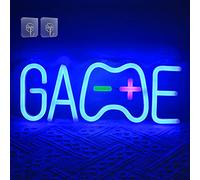 Attivolife - Panneaux néon de jeu cool en forme de jeu, lumières néon bleues LED avec support - Meilleurs accessoires de décoration murale pour pièce de jeu - Cadeau d'anniversaire pour adolescents