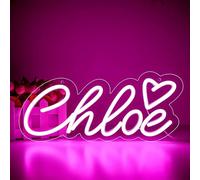 ATTNEON Chloe Panneau néon pour décoration murale, lumière LED pour chambre d'enfant, décoration de fête d'anniversaire, personnalisable, taille 34 x 15 cm (JTLD090)