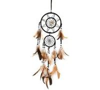 Attrape-Rêve Double Cerceau toile soleil et fleur Plumes Marron Dream