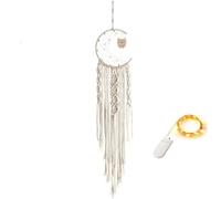 Attrape-Rêve Lune et Hibou - Macramé avec guirlande LED