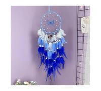 Attrape Reve Ornements Suspendus Papillon Attrape-rêves | Carillons éoliens en plumes faits à la main, arbre de vie en cristal, cadeaux de Festival, décoration de maison(Blue)