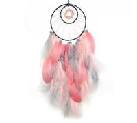 Attrape-rêves, BetterJonny Capteur de Reves en Plumes Grand Attrape Rêve Capteur de Rêves Vintage Dream Catcher Handmade Attrapeur de Rêves Capteur de Rêves Handwerk Zimmerdekoration Gris rose