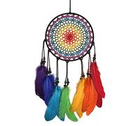Attrape-rêves - Décoration murale avec plumes arc-en-ciel pour chambre d'enfant, garçons et filles - Diamètre : 19,8 cm - Longueur : 60 cm (n° 03)