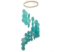 Attrape-rêves en coquillage naturel fabriqué pour la maison, le jardin, la décoration de la maison, du jardin, mobile pour chambre à coucher, terrasse, porche, pour (bleu cyan)