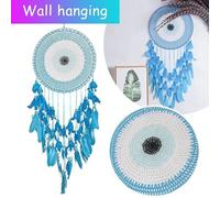 Attrape Rêves En Plumes Bleues, Beau Attrape Rêves En Macramé Fait À La Main Pour Décoration Murale Suspendue H88f