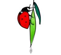 Attrape-soleil à suspendre en résine teintée pour fenêtre, coccinelle et feuille, 22 x 10 cm, attrape-soleil, cadeau artisanal pour printemps et été, jardin, chambre à coucher, clôture