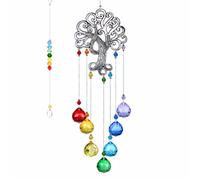 Attrape-soleil en cristal aux couleurs des chakras, boule prismatique, arbre de vie en verre,attrape-soleil pour ornement suspendu