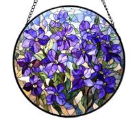 Attrape-soleil en verre teinté de 20 cm, fleur violette pour fenêtre intérieure, cadeau d'art en verre fait à la main pour femme, maman, amie, anniversaire, Noël, décoration de la maison