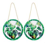 Attrape Soleil,Suncatcher en Acrylique à Suspendre,Modelage de Plantes Vertes,Sun Catcher Impression Recto-Verso avec Corde pour Rebord Fenêtre,Terrasse,Mur,Maison et Jardin,2 Pièces