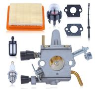 Atunee Kit de Carburateur avec Filtre à Air pour Stihl FS120 FS200 FS250 FS300 FS350 FS400 FS450 FS480 Débroussailleuse, avce Bougie, Tuyau d'essence, Poire d'amorçage, Remplacement 4134 120 0604