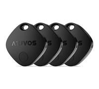 ATUVOS Air Tag Traceur Lot de 4, Fonctionne avec l’app Localiser Apple (Uniquement iOS), Localisateurs D’Objets Bluetooth pour Valises/Portefeuilles/Clés/Sacs/Bagages, Batterie Remplaçable, Noir