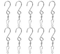Atyhao 10 Pcs Rotation Spirale Crochet Clip, Acier Inoxydable 360 degrés Rotation Crochets Suspendus S Crochets Vent Spinner Rotation Spirale Queue Cristal Queue Cristal Twister Affichage Cintre[10