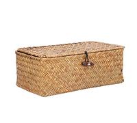 Atyhao Panier de Rangement en jonc de mer, Panier rectangulaire en jonc de mer Anti-poussière Grande capacité Exquis pour Le Bureau(L)