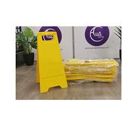 AUA SIGNALETIQUE - 1 Carton de 10 Chevalets signalisation Vierge sans marquage - Poids 1KG en Plastique Jaune