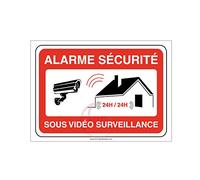AUA SIGNALETIQUE - Autocollant alarme sécurité sous vidéo surveillance 24h/24 PROPRIÉTÉ PRIVÉE - 600x420 mm, Vinyl adhésif
