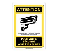 AUA SIGNALETIQUE - Autocollant attention pour votre sécurité vous êtes filmés - 300x420 mm, Vinyl adhésif
