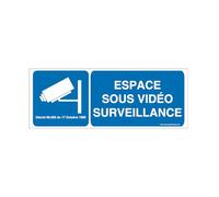 AUA SIGNALETIQUE - Autocollant Espace sous Surveillance Vidéo - 320x120 mm, Vinyl adhésif