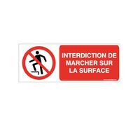 AUA SIGNALETIQUE - Autocollant Interdiction de marcher sur la surface P019-B - 320x120 mm, Vinyl adhésif
