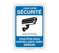AUA SIGNALETIQUE - Autocollant pour votre sécurité surveillance vidéo 24h/24-150x210 mm, Vinyl adhésif