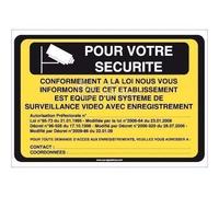 AUA SIGNALETIQUE - Autocollant pour Votre Sécurité, Vidéo Surveillance - 150x105 mm, Vinyl adhésif