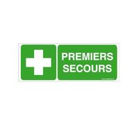AUA SIGNALETIQUE - Autocollant Premiers secours E003-B - 160x60 mm, Vinyl adhésif